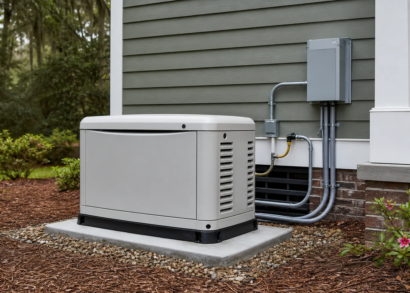 Careful standby generator installation craftsmanship detail